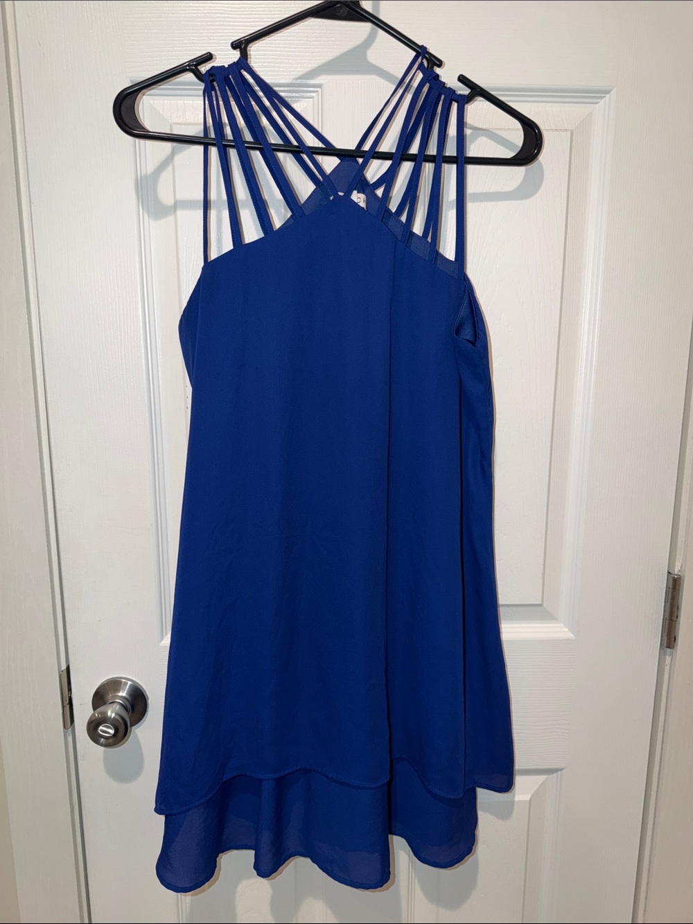 Blue Strappy Layered Slip Dress